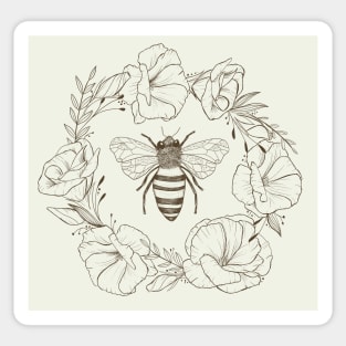 Honey Bee in a Lisianthus Wreath Sticker